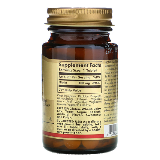 Solgar, Niacin (Vitamin B3), 100 Mg, Tablets