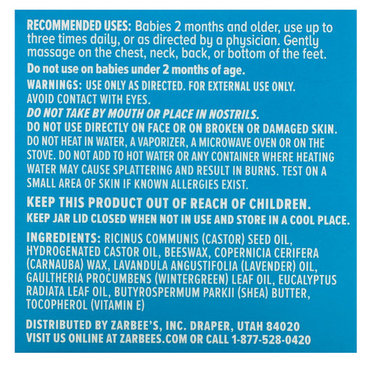 Zarbee'S, Baby, Soothing Chest Rub With Eucalyptus, Lavender & Beeswax