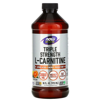 Now Foods, Sports, Triple Strength L-Carnitine Liquid, Citrus, 3,000 Mg