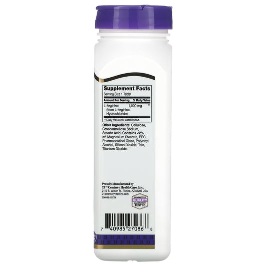 21St Century, L-Arginine, 1,000 Mg, Tablets