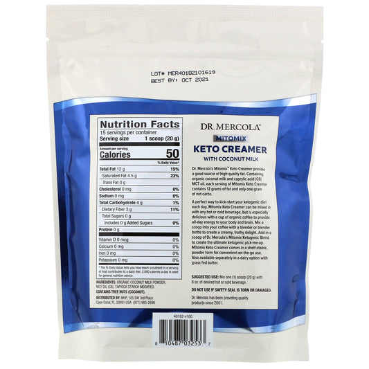 Dr. Mercola, Mitomix, Keto Creamer With Coconut Milk