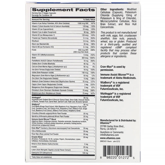 Ultamins, Women'S Multivitamin With Coq10, Mushrooms, Enzymes, Veggies & Berries