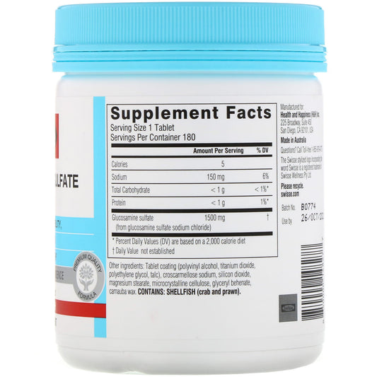 Swisse, Ultiboost, Glucosamine Sulfate, 1,500 Mg
