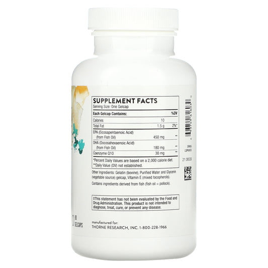 Thorne Research, Omega-3 with CoQ10, Gelcaps