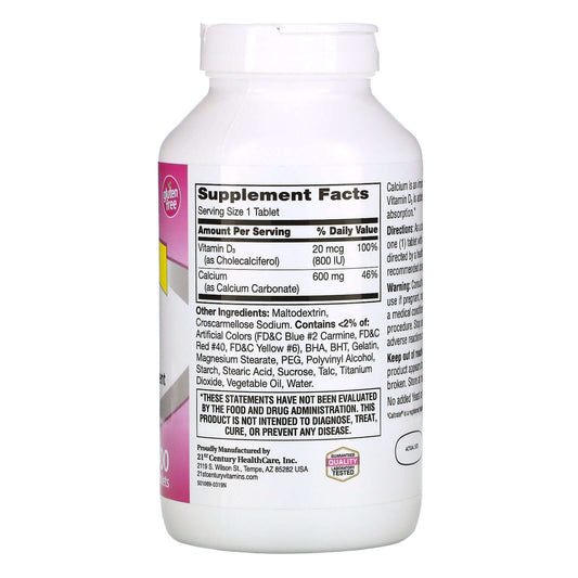 21St Century, 600+D3, Calcium & Vitamin D3 Supplement
