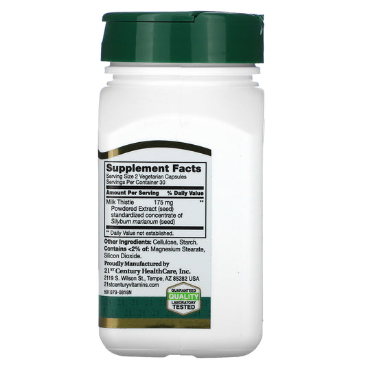 21St Century, Standardized Milk Thistle Extract, Vegetarian Capsules