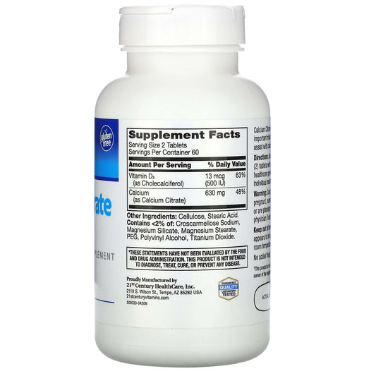 21St Century, Calcium Citrate Maximum + D3