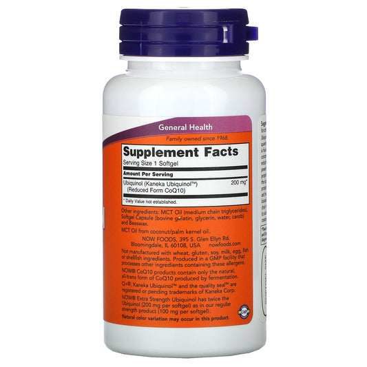 Now Foods, Ubiquinol, 200 Mg, Extra Strength Softgels