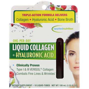 Applied Nutrition Liquid Collagen + Hyaluronic Acid (10 Count Of 0.36 Fl Oz Tubes), 3.35 Fl Oz