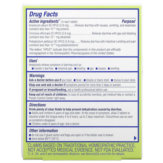 Boiron, Diaralia, Diarrhea Relief, Unflavored Meltaway Tablets