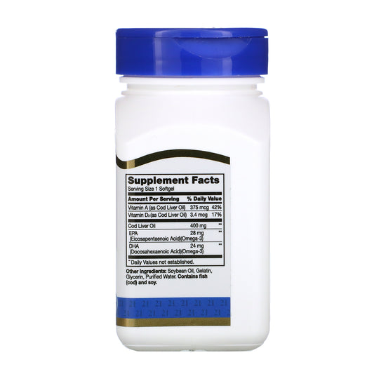21st Century, Norwegian Cod Liver Oil, 400 mg, Softgels