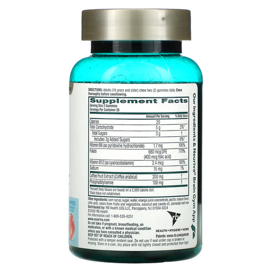 Schiff, Neuriva Brain Performance, Plus Vitamins B6, B12 And Folic Acid, Strawberry