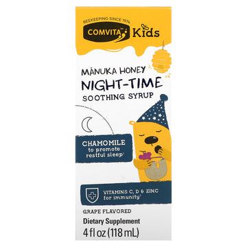 Comvita, Kids, Manuka Honey Night-Time Soothing Syrup, Grape