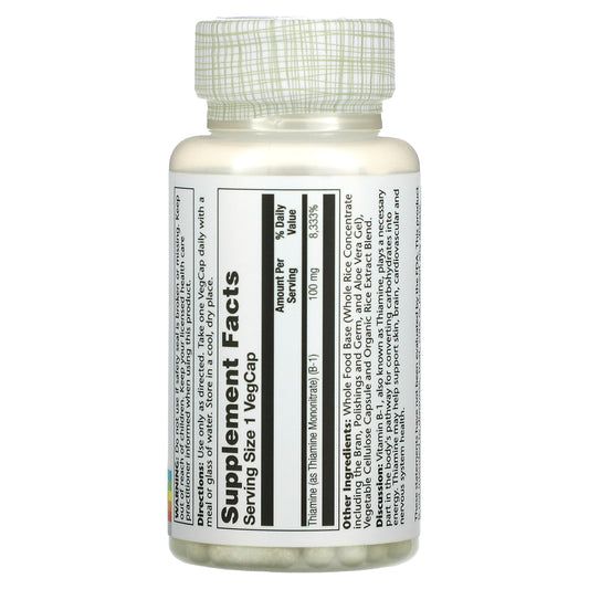 Solaray, Vitamin B-1, 100 Mg
