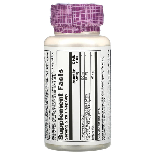 Solaray Dim Supreme - Dim Supplement 100Mg - Diindolylmethane Dim Complex With Broccoli Seed Extract And Bioflavonoids - Women'S Health And Balance Support - 60-Day Guarantee - 60 Servings, 60 Vegcaps
