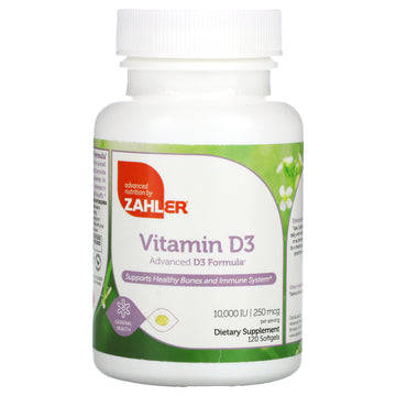 Zahler, Vitamin D3, Advanced D3 Formula, 250 Mcg (10,000 Iu), Softgels