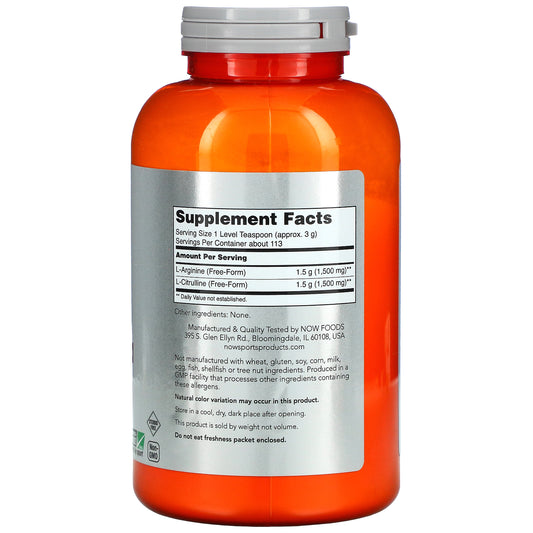 Now Foods, Sports, Arginine & Citrulline Powder
