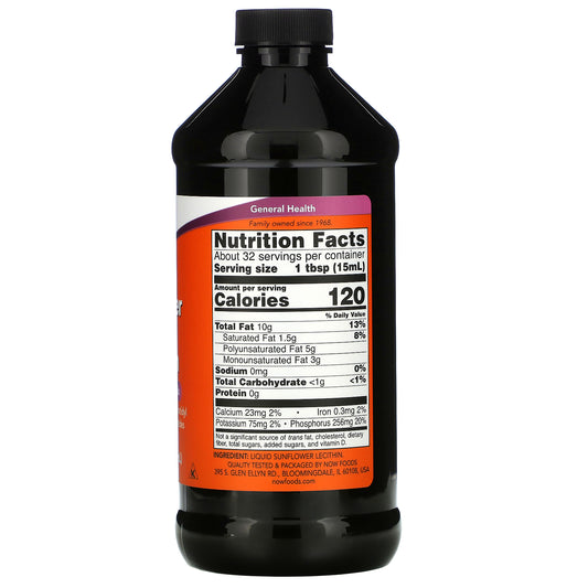 Now Foods, Sunflower Liquid Lecithin, 16 Fl Oz (473 Ml)