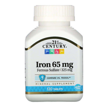 21St Century Iron 65 Mg Ferrous Sulfate 325 Mg Tablets, 120 Count