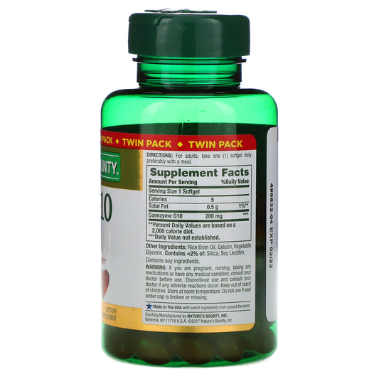 Nature'S Bounty, Co Q-10, Twin Pack, 200 Mg Rapid Release Softgels Each