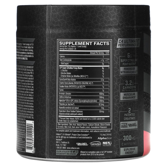 Cellucor, C4 Ultimate Pre-Workout Performance, Strawberry Watermelon, 11.99 Oz (340 G)