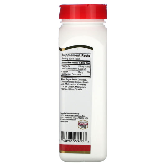 21St Century, Vitamin D3, 125 Mcg (5,000 Iu), Tablets
