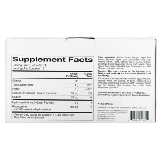 Solumeve, Liquid Marine Collagen Peptides, Mango Apple, 1.69 Fl Oz (50 Ml) Each