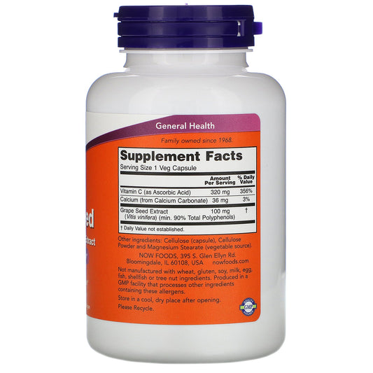 Now Foods, Grape Seed, Standardized Extract, 100 Mg Veg Capsules