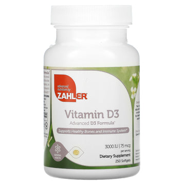 Zahler, Vitamin D3, Advanced D3 Formula, 75 Mcg (3,000 Iu) , Softgels
