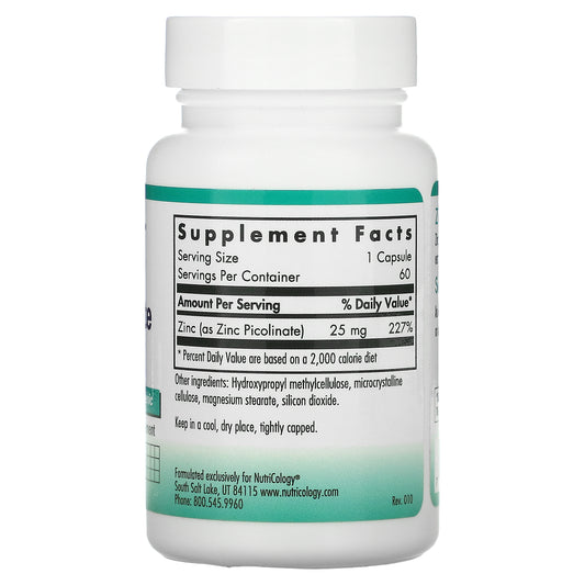 Nutricology, Zinc Picolinate, Vegetarian Capsules