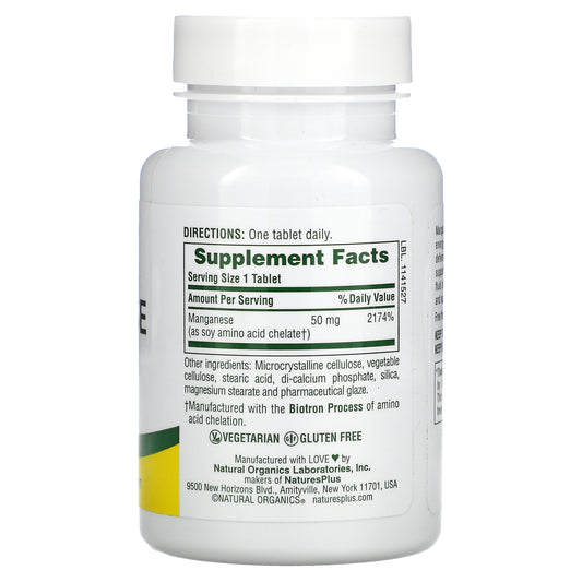 Nature's Plus, Manganese, 50 mg