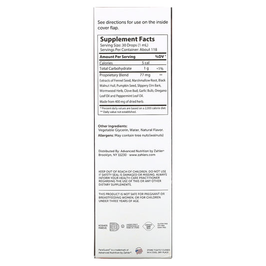 Zahler, Paraguard, Advanced Intestinal Flora Support