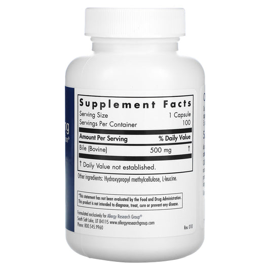 Allergy Research Group, Ox Bile, 500 Mg Vegicaps