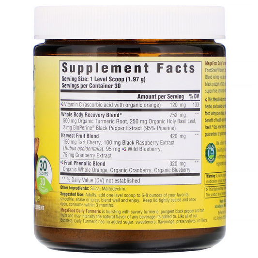 Megafood, Daily Turmeric, Nutrient Booster Powder, Unsweetened