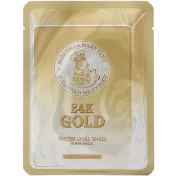 Elizavecca, Milky Piggy, 24K Gold Water Dual Snail Beauty Mask Pack, 0.88 Oz (25 G) Each