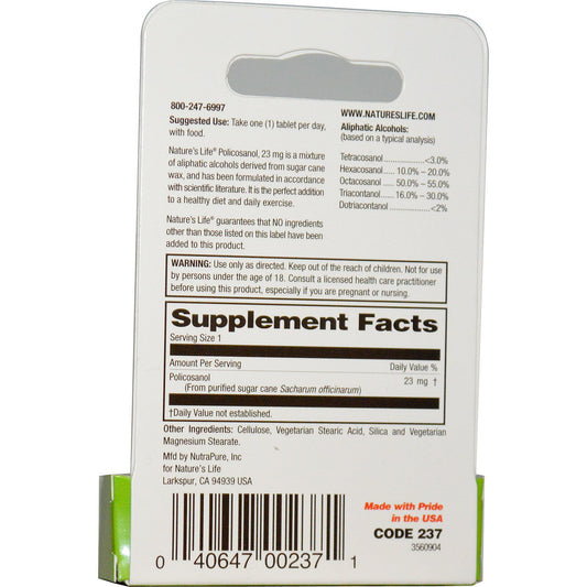 Nature'S Life, Policosanol, 23 Mg Tablets