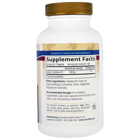 Nutralife, Acetyl L-Carnitine Hci, 500 Mg