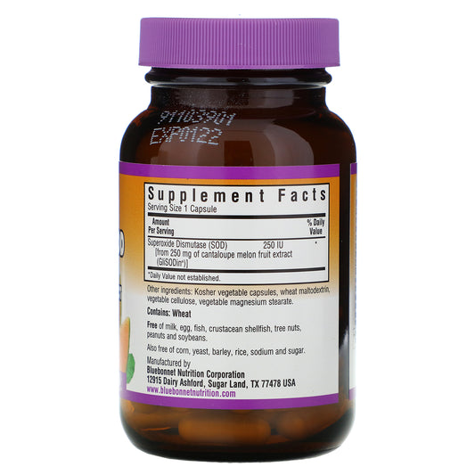 Bluebonnet Nutrition, Super Fruit, Vegetarian Sod, Cantaloupe Fruit Extract, 250 Iu, Vegetable Capsules