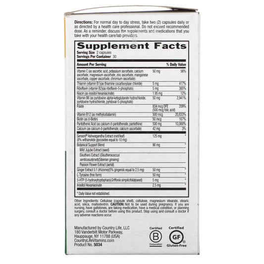 Country Life, Triple Action Stress Shield Vegan Capsules