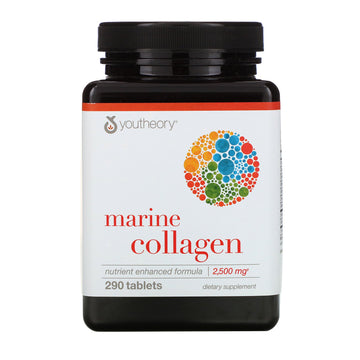 Youtheory Marine Collagen - 2,500 Mg Hydrolyzed Collagen - Supports Skin* - Fish-Sourced Collagen - With Vitamin C, A, C, E, B6, B12 & More - Highly Digestible And Absorbable