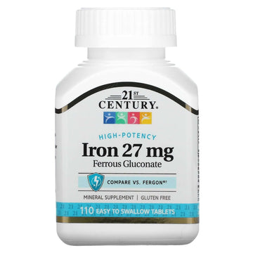21St Century Iron 27 Mg Ferrous Gluconate Tablets, 110Count