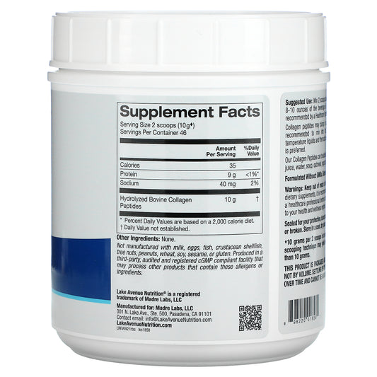 Lake Avenue Nutrition, Hydrolyzed Collagen Peptides, Type I & Iii
