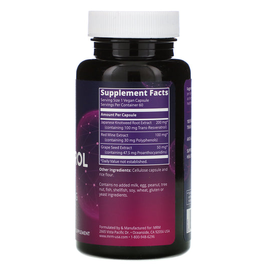 Mrm, Nutrition, Resveratrol Vegan Capsules