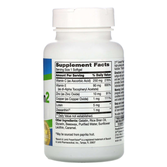 21St Century Healthy Eyes Superview2 Softgels (120 Count), Eye Vitamin & Mineral Supplements With Lutein, Zeaxanthin, Vitamin C And Zinc For Eye Health & Vision Support, Beta Carotene-Free & Non-Gmo