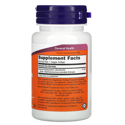 Now Foods, Astaxanthin, 4 Mg Veggie Softgels
