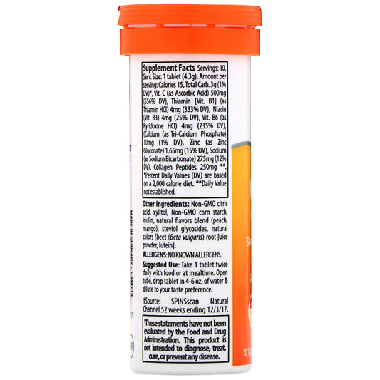 Trace Minerals , Collagen Effervescent Tablets, Peach Mango