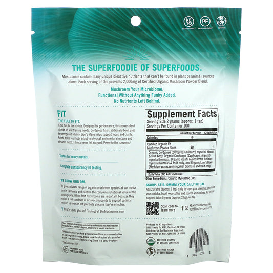 Om Mushrooms, Fit, Certified Organic Mushroom Powder