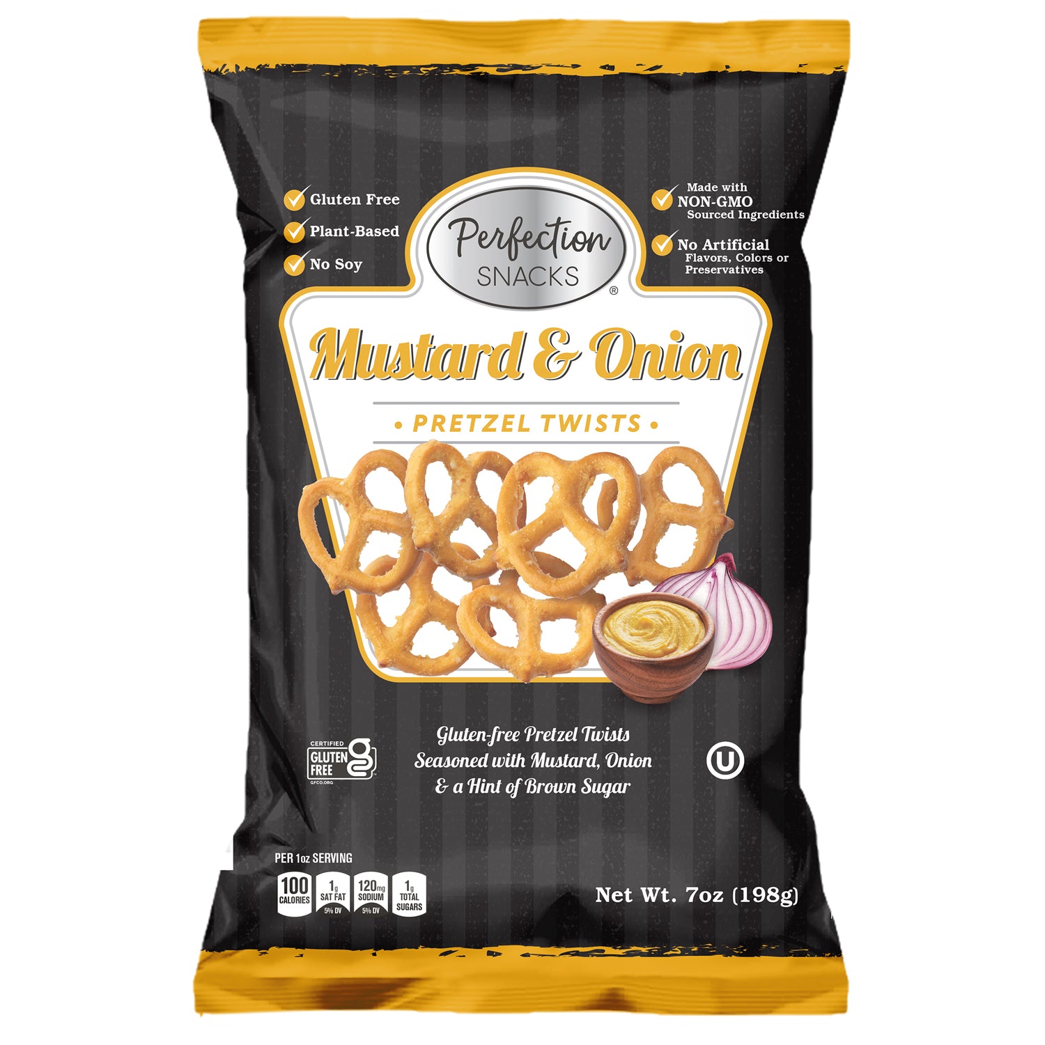 Perfection Snacks Mustard Onion Pretzel Twists, (3 pack)