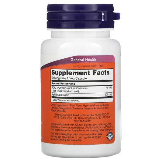 Now Foods, Extra Strength Pqq, 40 Mg Veg Capsules