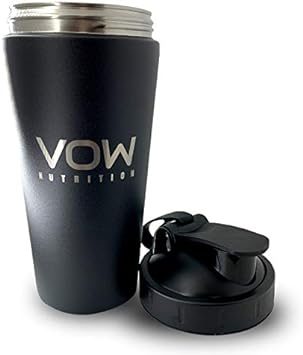 Vow Nutrition Premium Stainless Steel Matt Black Protein Shaker | Dura350 Grams